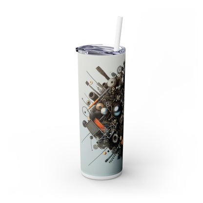 "Nature's Tapestry: Assemblage Art Piece" - The Alien Maars® Skinny Tumbler with Straw 20oz Assemblage Art