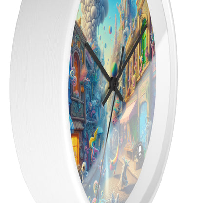 "Whimsical Wonders: A Vibrant Street Scene" - The Alien Wall Clock