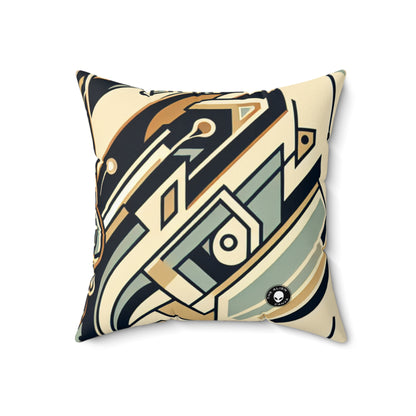 "Glamorous Nights: An Art Deco Cityscape"- The Alien Spun Polyester Square Pillow Art Deco