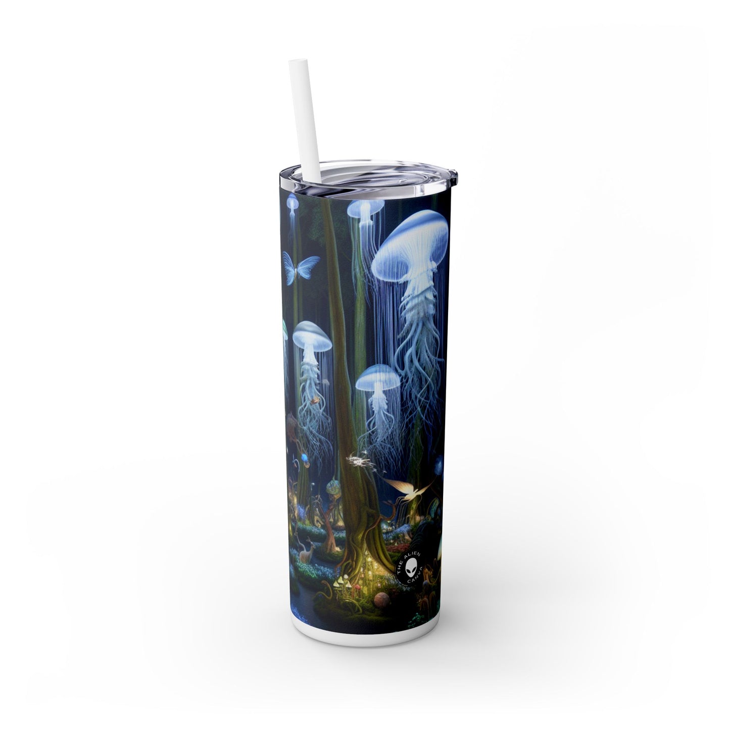 "Jellyfish Grove: A Luminescent Fantasy Forest" - The Alien Maars® Skinny Tumbler with Straw 20oz