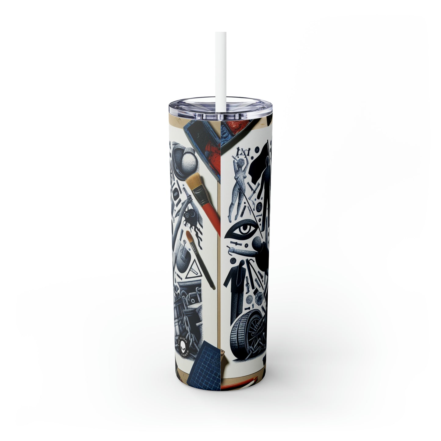 "Power Struggle: A Celebration of Resistance" - The Alien Maars® Skinny Tumbler with Straw 20oz Transgressive Art