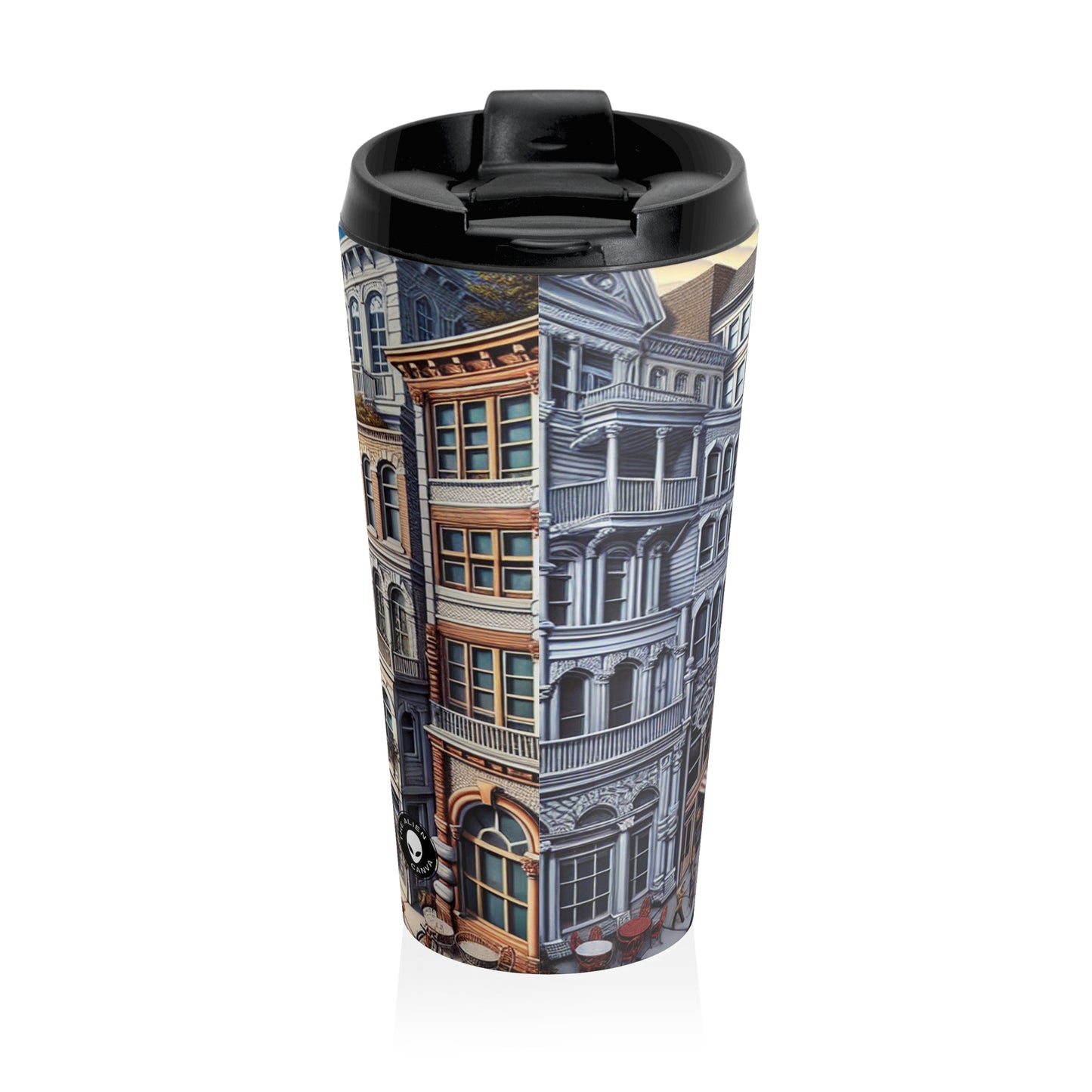 "Enchanted Passage: Transcending Reality" - The Alien Stainless Steel Travel Mug Trompe-l'oeil