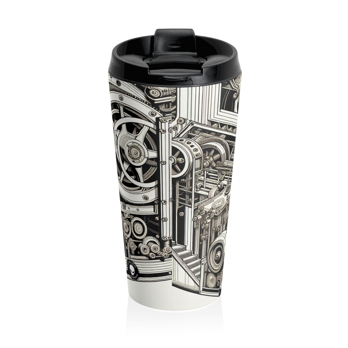 "Urban Precision: Modern City at Sunset" - The Alien Stainless Steel Travel Mug Precisionism