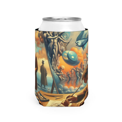 Whimsical Dreams: Defying Gravity in the Celestial Abyss - The Alien Can Cooler Sleeve Surrealism