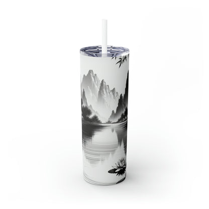 "Pristine Splendor" - Vaso delgado con pajita de Alien Maars®, 20 oz, pintura con tinta zen