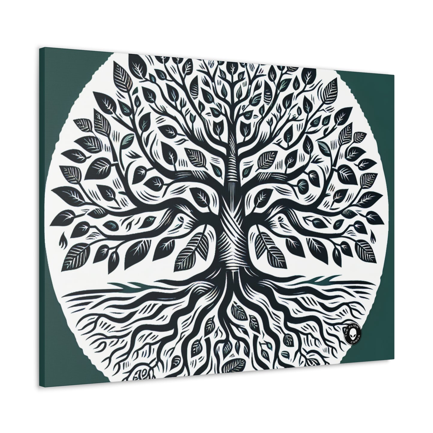 "Modern Woodcut Family Tree" - The Alien Canva Woodcut Printing