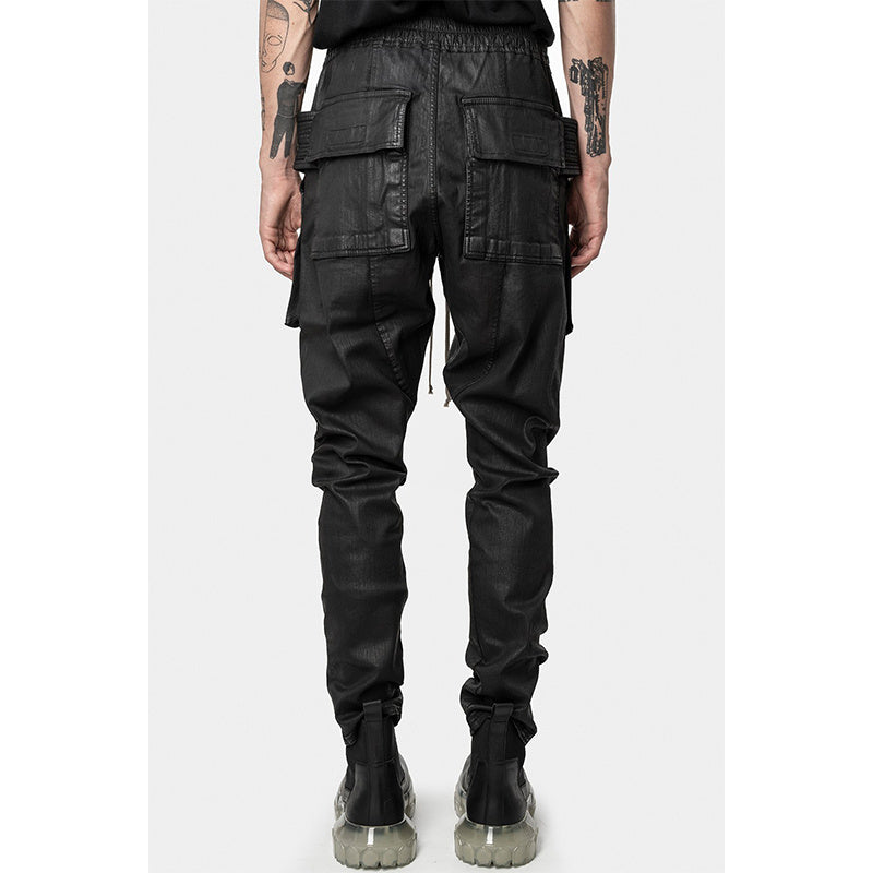 High Street Dark Brush Wax Coated Double Loop Work Pants