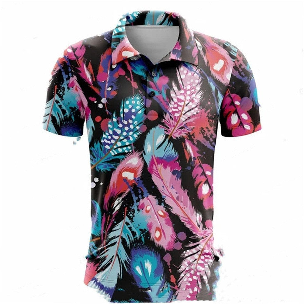 Summer Golf Polo Shirt Men's Printed Short Sleeve