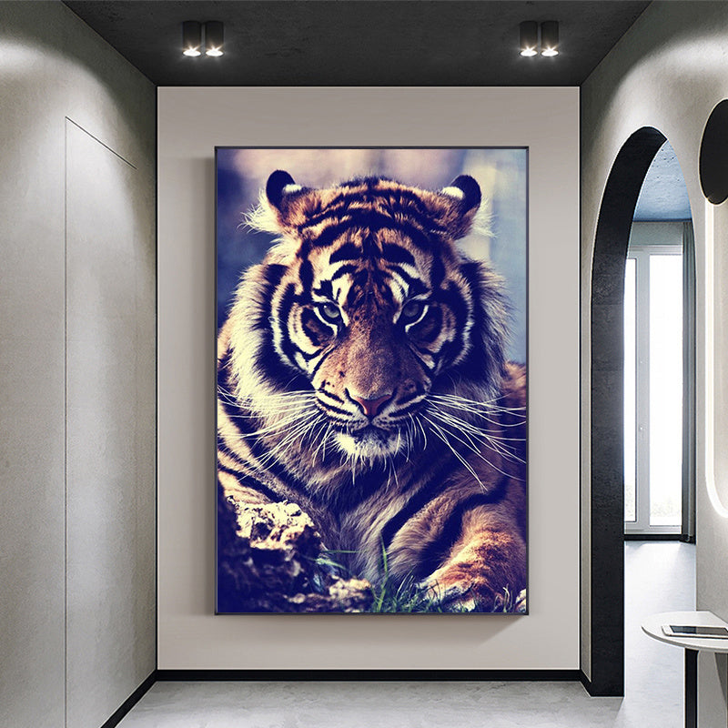 Affiche classique de tigre et toile imprimée, décor de salon sans cadre