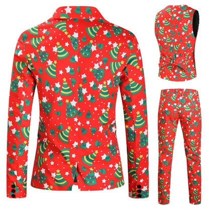 Costume imprimé à un bouton pour hommes Costume décontracté de Noël