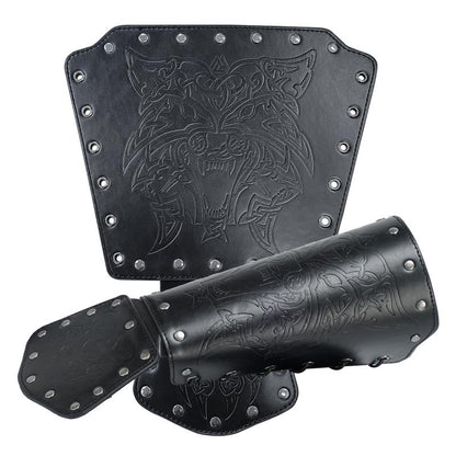 Nordic Viking Style Embossed Wolf Head Design Wrist Guard Arm