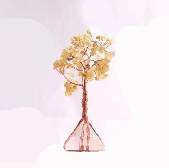 Árbol de dinero de cristal curativo con Base de pirámide de amatista de ensueño, decoración para el hogar y la Oficina para la riqueza y la suerte