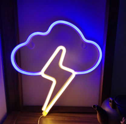 Nouveau Style Led nuage foudre néon USB batterie modélisation lampe décoration intérieure