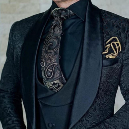 Conjunto de tres piezas de traje de ocio estampado para hombre