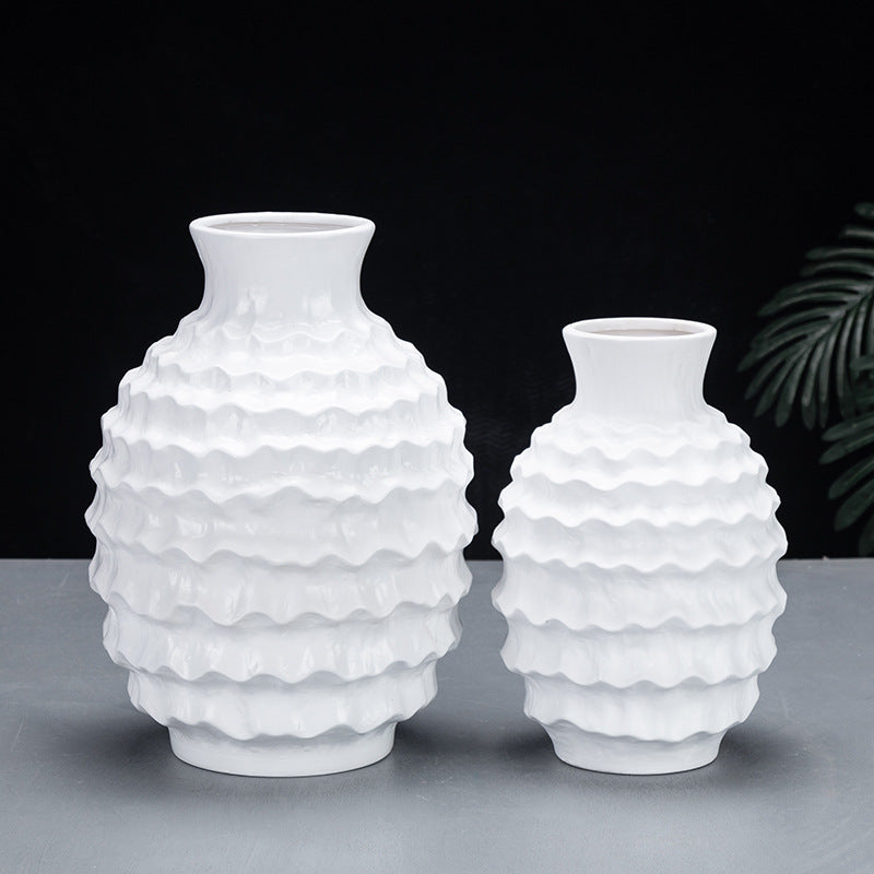 Pure Color Irregular Wave Ceramic Vase