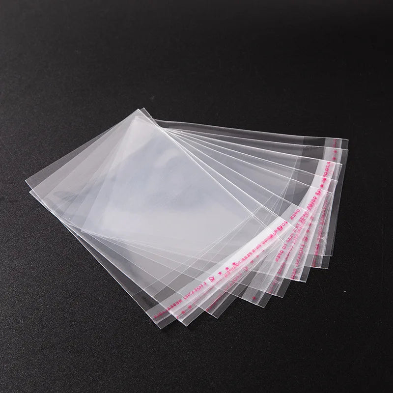 TETP 100Pcs 5Wires Clear Self Adhesive Bag Resealable Waterproof Gift Food Candy Pacakging OPP Plastic Bag Cellophane Storage