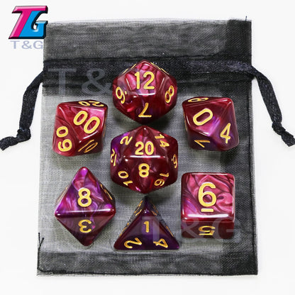 Juego de dados mixtos con bolsa, 9 colores, DND, RPG, juguetes portátiles para adultos y niños, cubos de plástico, TRPG D4, D6, D8, D10, D12, D20