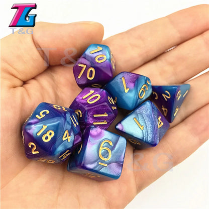 Juego de dados mixtos con bolsa, 9 colores, DND, RPG, juguetes portátiles para adultos y niños, cubos de plástico, TRPG D4, D6, D8, D10, D12, D20