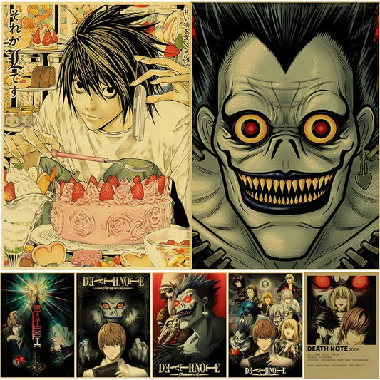 Hot Anime Death Note Posters Ryuk Retro Kraft Paper Sticker Vintage Room Home Bar Cafe Decor Aesthetic Art Wall Paintings