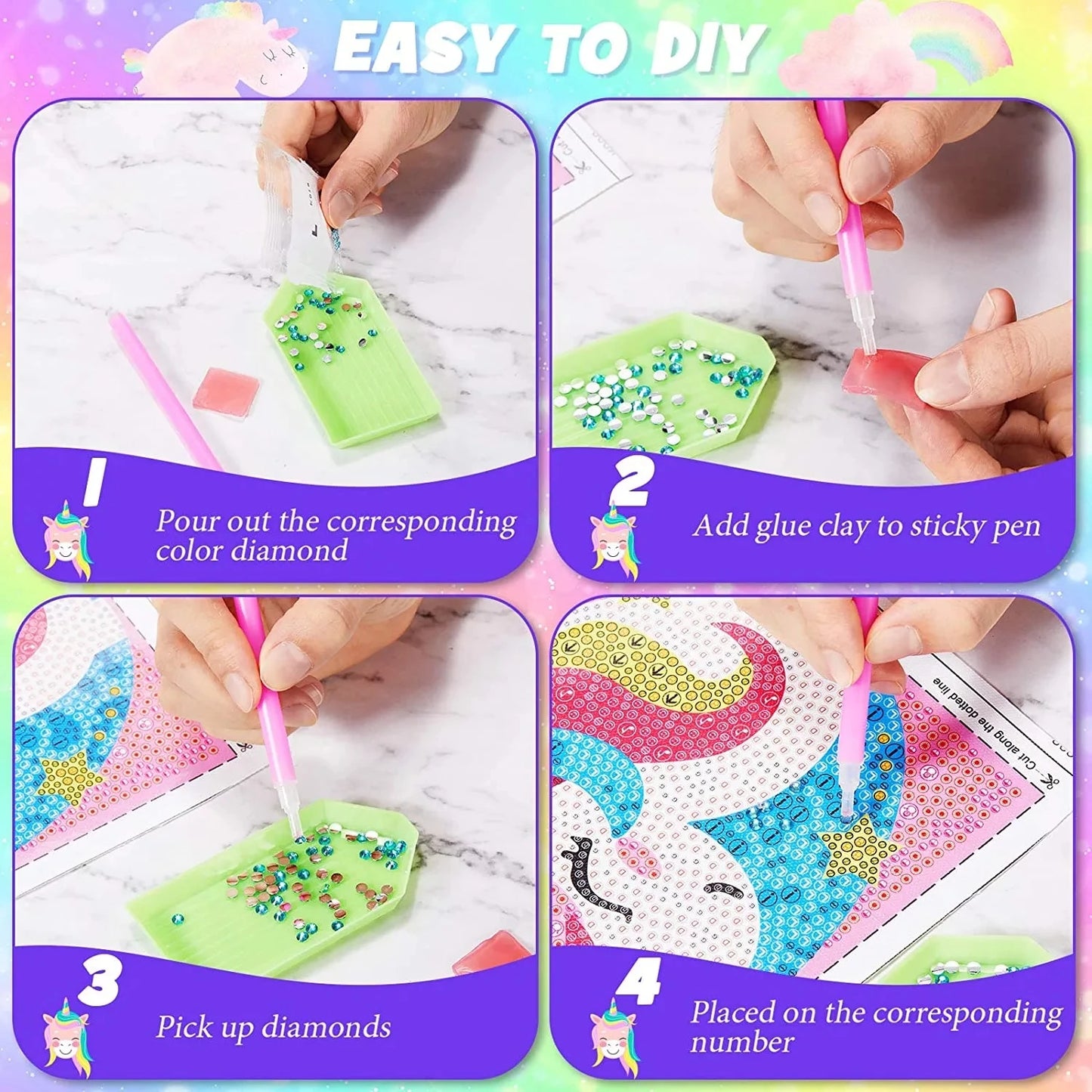 Kits de peinture de diamant de haute qualité pour enfants, ensemble d'art de diamant de mosaïque de Lama 5D, perceuse complète par numéros pour filles pour la décoration de la maison