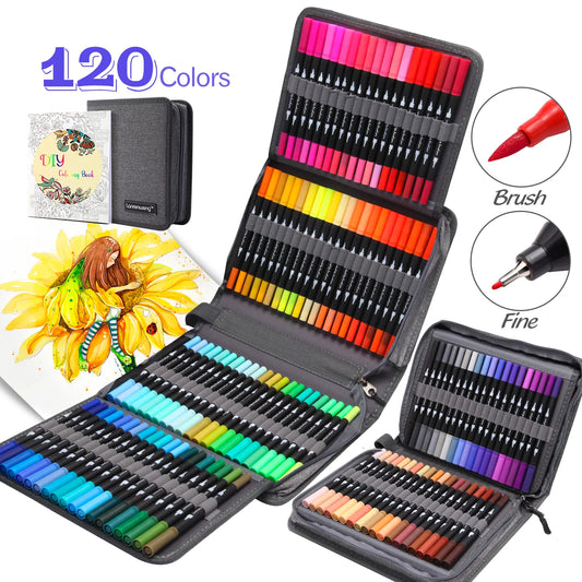 ZSCM12/24/36/160/132/120 couleurs double pinceau marqueurs stylos crayon de couleur aquarelle Art marqueurs Fineliner stylos de calligraphie