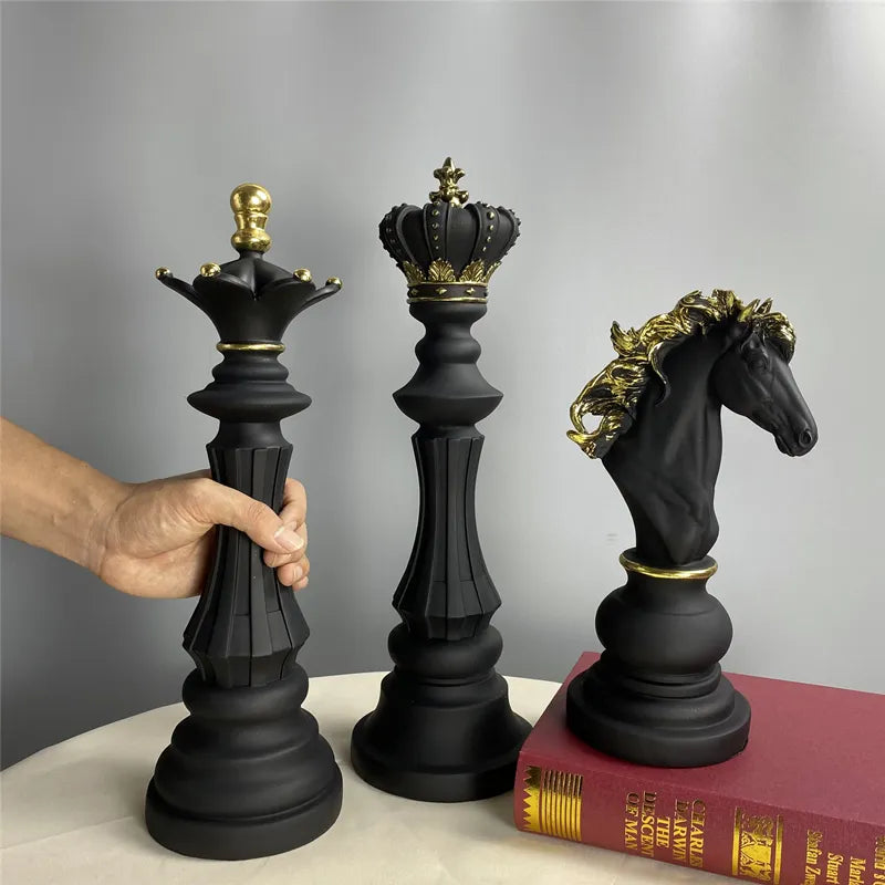 Statue d'échecs internationale en résine, Figurines rétro créatives pour décoration intérieure de la maison, salon, décoration de bureau, accessoires de bureau