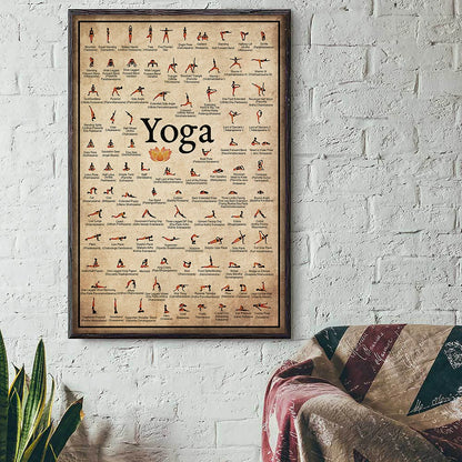 Home Exercise Gym Yoga Ashtanga Chart Pose Health Poster Wall Art Canvas Painting Yoga Print Living Room Home Wall Decor