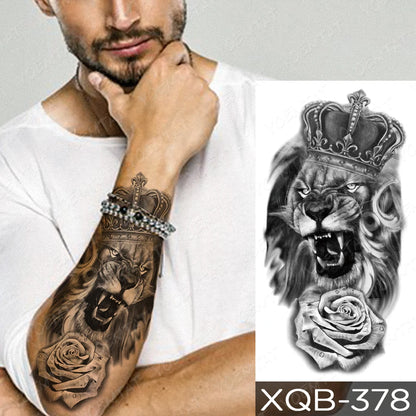 Autocollant de tatouage temporaire imperméable forêt Lion tigre ours tatouages ​​Flash femmes léopard loup couronne corps Art bras faux Tatoo hommes