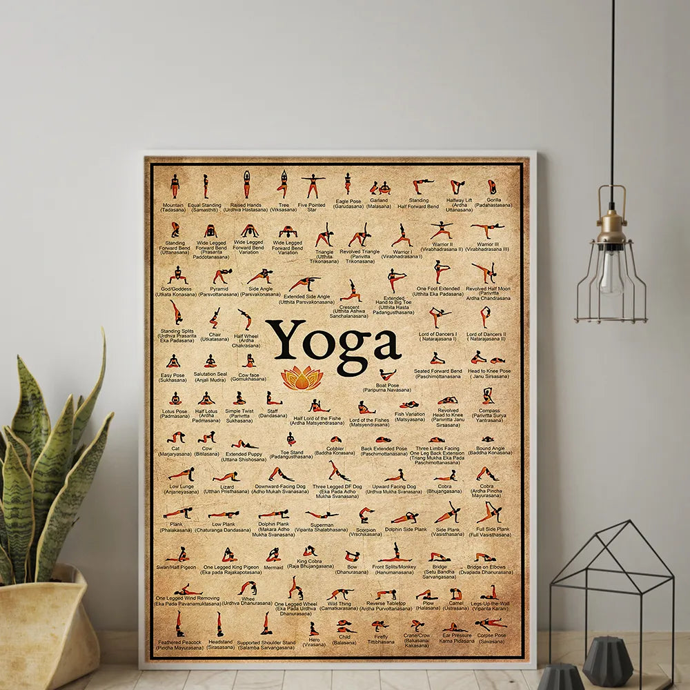 Affiche murale de Yoga Ashtanga, exercice de gymnastique à domicile, tableau de pose de santé, peinture sur toile d'art imprimée, décor mural de salon de maison