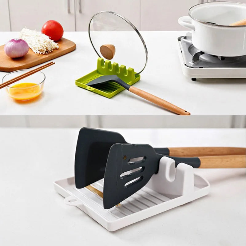 Kitchen Spoon Holders Fork Spatula Rack Shelf Organizer Plastic Spoon Rest Chopsticks Holder Non-slip Spoons Pad Kitchen Utensil