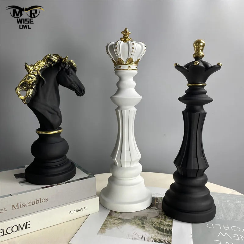 Statue d'échecs internationale en résine, Figurines rétro créatives pour décoration intérieure de la maison, salon, décoration de bureau, accessoires de bureau