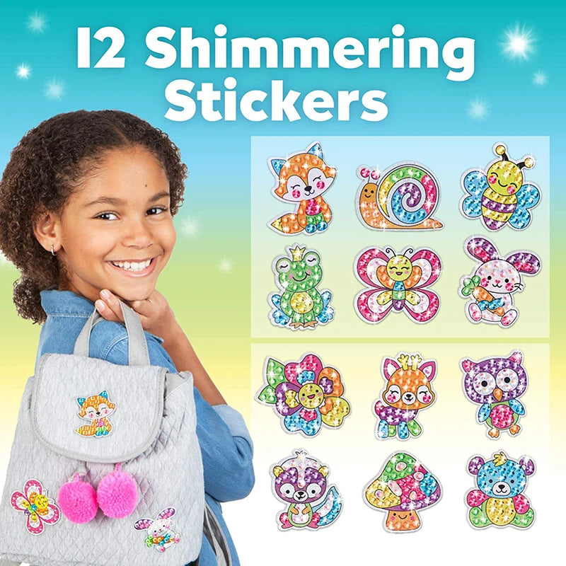 Kids Diamond Painting Stickers Kit 12Pcs DIY Stickers Arts Cartoon Animal Diamond Painting by Numbers Arts Children Toys Gift