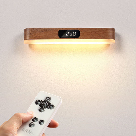 Reloj de madera Luz Control remoto Madera maciza Succión magnética