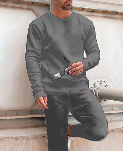 Costume pour hommes, pantalon pull à col rond imprimé numérique de couleur unie