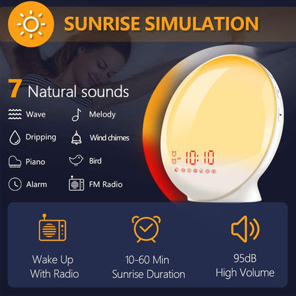 Simulated Sunrise And Sunset Natural Wake-up Light LED Electronic Alarm Clock Light Home Decor