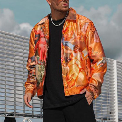 Men's Printed Jacket Top Long sleeved