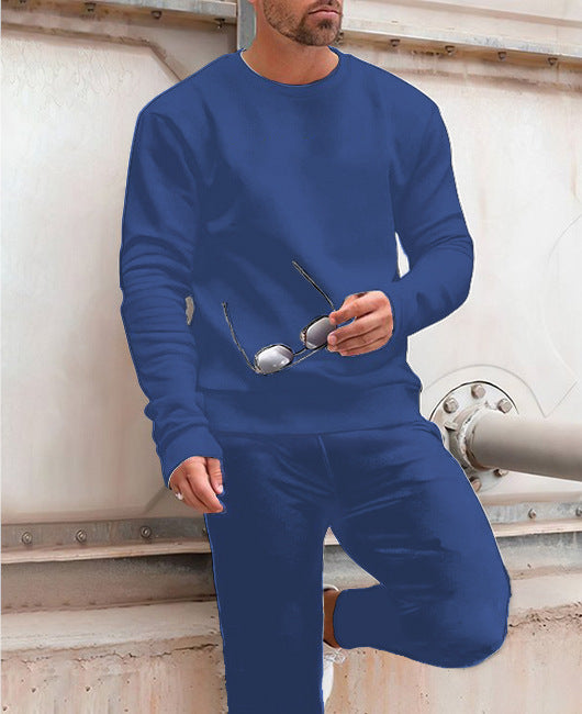 Costume pour hommes, pantalon pull à col rond imprimé numérique de couleur unie