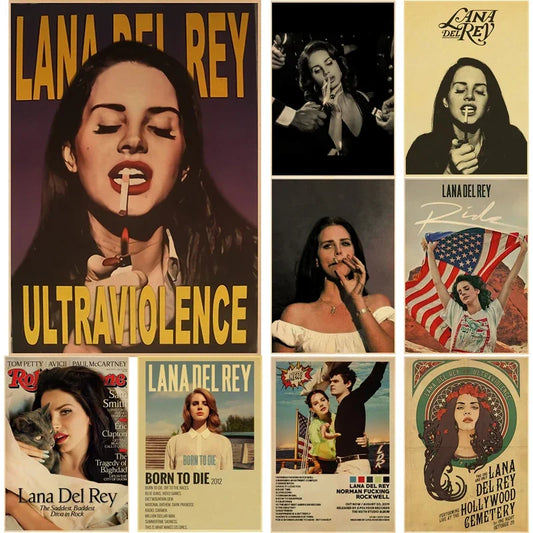 Pósteres vintage de la cantante Lana Del Rey Born To Die, pegatinas de papel Kraft retro, decoración para habitación, bar, cafetería, regalo, impresiones artísticas, pinturas de pared