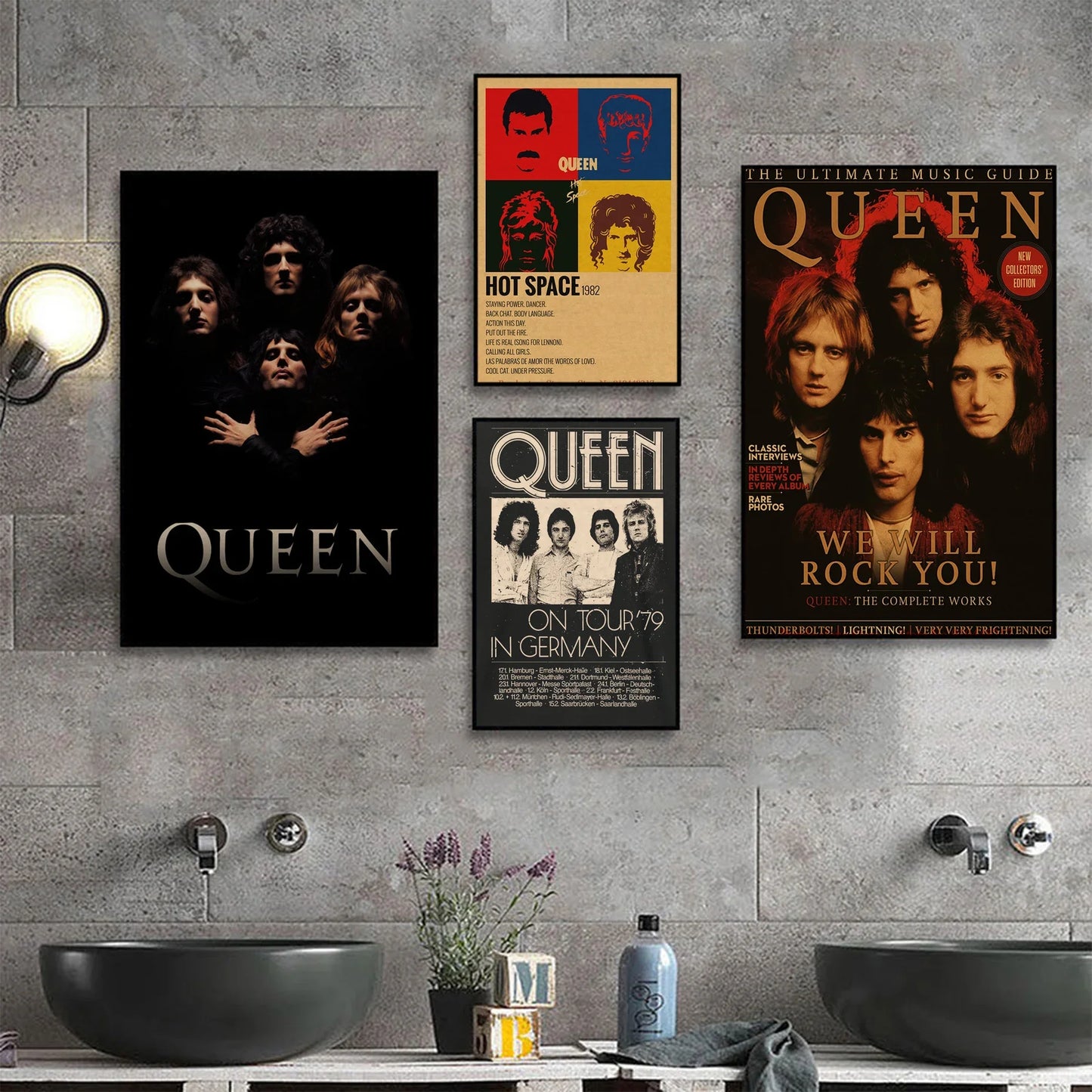 Pósteres de películas de papel Kraft con música de Queen Band, pegatinas de papel Kraft retro, bricolaje, decoración del hogar, bar o cafetería