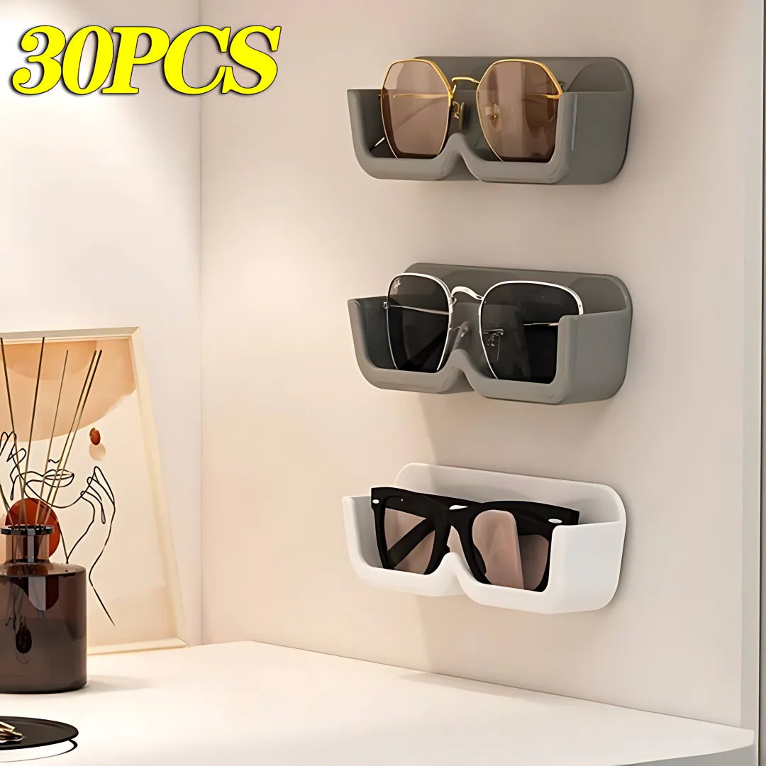 High End Glass Display Cabinet Glasses Storage Box Wall Mounted Perforated Free Sunglasses Storage Rack Sunglass Home Tidying