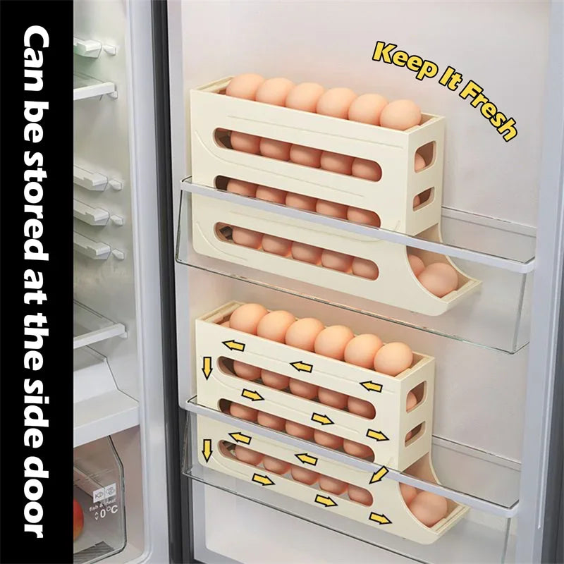 Nueva caja de almacenamiento de huevos para refrigerador, caja de almacenamiento para huevos de cocina, caja de almacenamiento para huevos de gran capacidad, caja de almacenamiento para huevos con ruedas