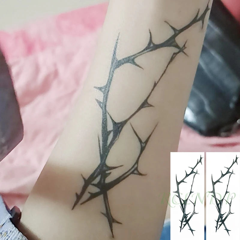 Tatuaje temporal a prueba de agua pegatina diseño de rama de árbol negro tatuaje falso Flash tatuaje mano para brazo arte corporal para mujeres y hombres