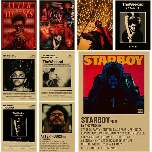 Nostalgic Posters The Weeknd Poster Retro Kraft Paper Prints Starboy Vintage Home Room Cafe Bar Art Wall Decor Painting Picture