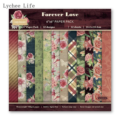 Lychee Life, 12 hojas con estampado de flores y mar, almohadillas de papel de fondo para álbum de recortes, paquetes de papel para diario basura Vintage, Artesanías hechas a mano de arte