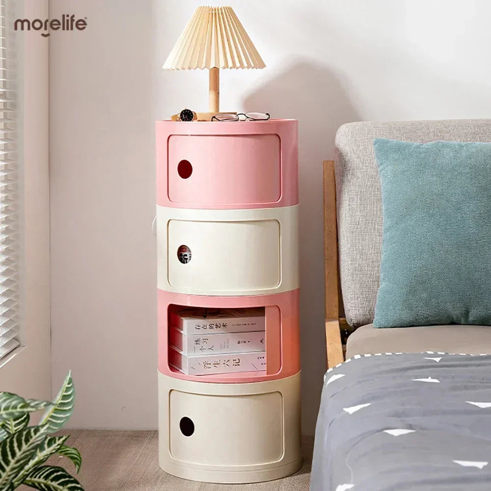 Nordic Round Simple Nightstands Plastic Bedroom Bedside Cabinets Creative Mini Small Night Stand Table De Chevet Home Furniture