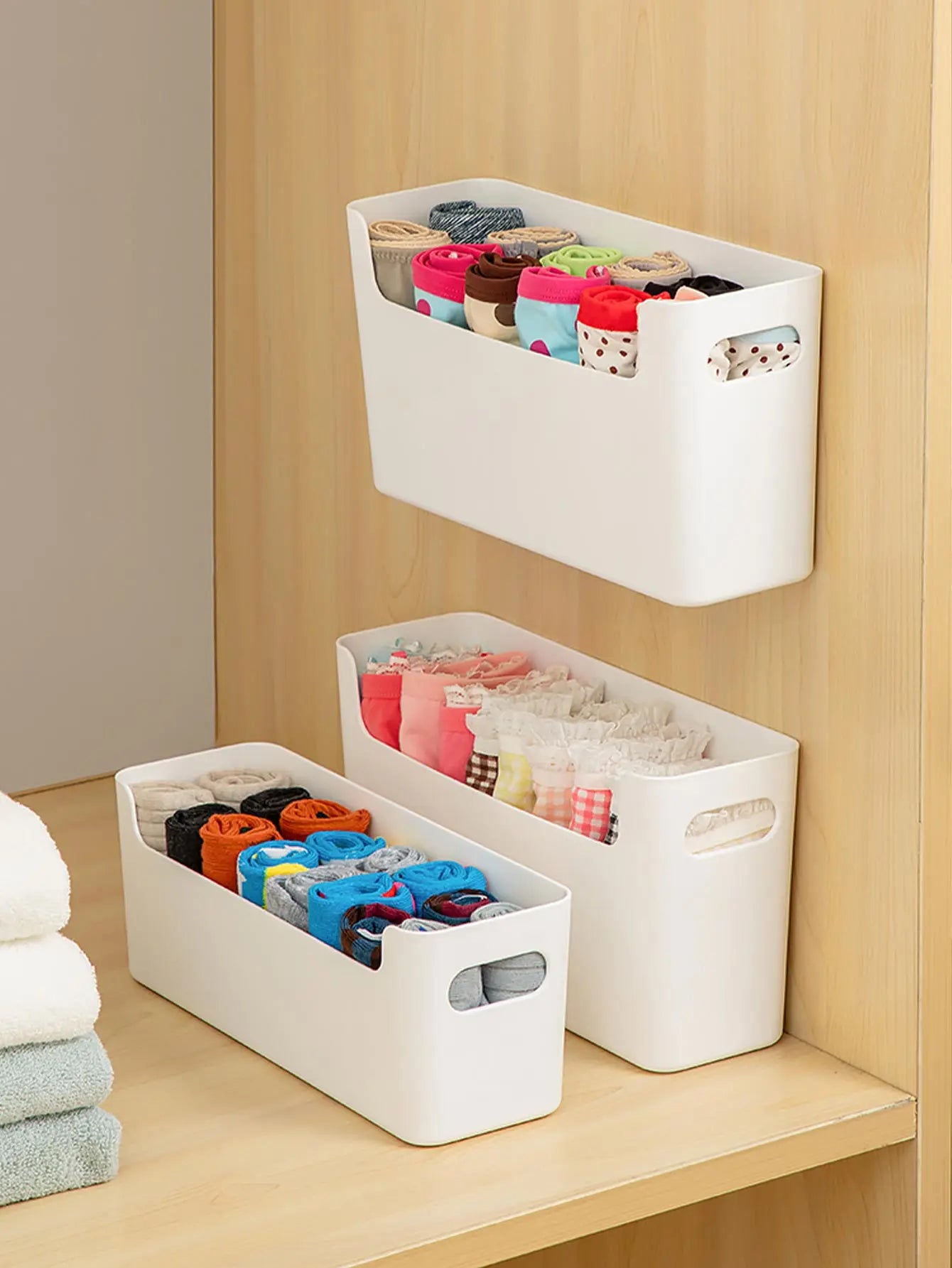 WORTHBUY Underwear Bra Socks Plastic Storage Organizer Wall Mounted Cabinet Storage Organizer Drawers Storage Box For Bedroom