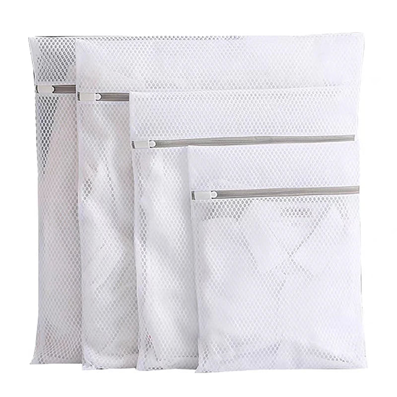 White Durable Large Washing Laundry Bag Mesh Organizer Net Dirty Bra Socks Underwear Shoe Storag Wash Machine Cover Clothes