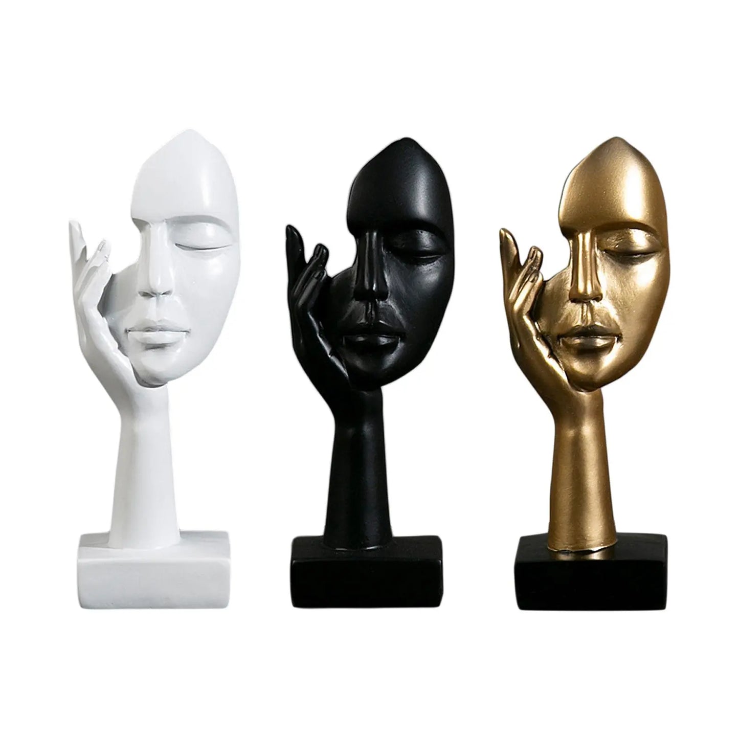 Simple Creative Women Face Art Statue Abstract Character Resin Ornament Thinker Lady Sculpture for Home Study Room Decor