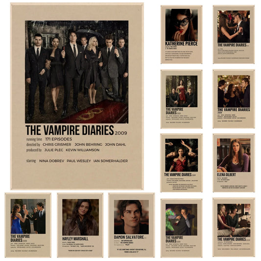 Affiches de film The Vampire Diaries Papier Kraft Affiche vintage Art mural Peinture Étude Autocollants Peinture murale