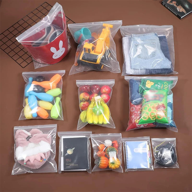 Thickened Zipper Sealing Bags Clear Plastic Storage Bag for Food Candy Jewelry Packing Reclosable Zippers Sealed Pouch Wholesale